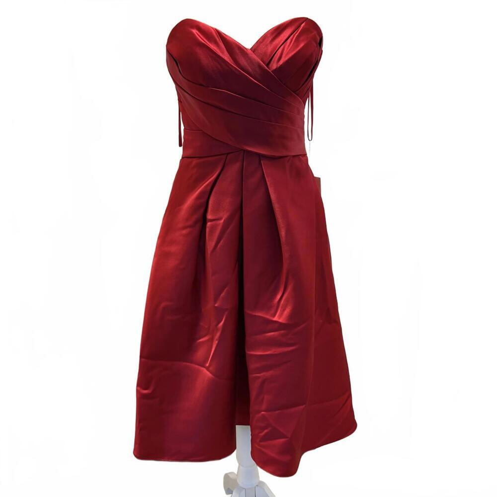 NWT Symphony of Venus Red Satin Pleated Pinup Bombshell Retro Dress